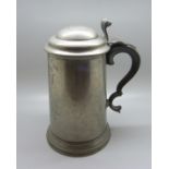 A Victorian pewter tankard with inscription dated Dec. 2nd 1865, Caius College Trial Eights rowing