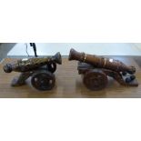 Two wooden models of cannons **PLEASE NOTE THIS LOT IS NOT ELIGIBLE FOR POSTING AND PACKING**
