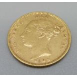 A Victorian 1883 half sovereign with shield back