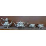A Cooper Brothers four piece silver plated tea service