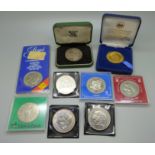 A silver National Trust medallion by Royal Mint and a collection of other commemorative coins