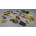 Die-cast model vehicles, Lesney including Coca-Cola, Crescent, Benbros, a tin-plate tank and an