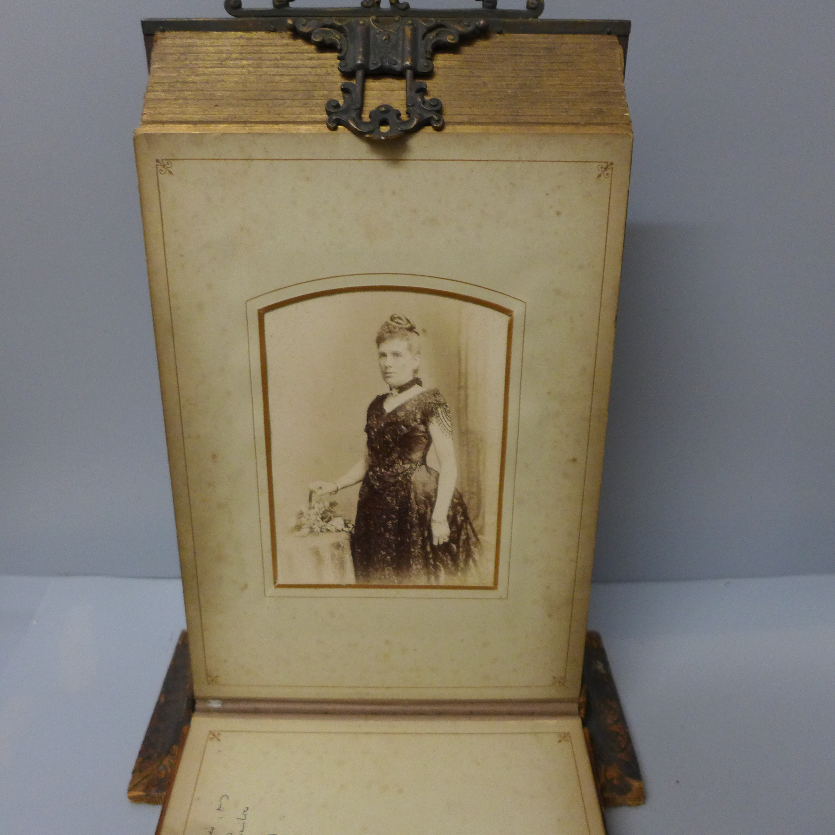 An album on stand containing twenty-two Victorian cabinet cards - Image 2 of 4