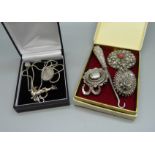 Victorian and Edwardian jewellery including a silver locket decorated with a bird, Birmingham