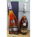 A bottle of Remy Martin Champagne Cognac, boxed