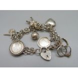 A silver charm bracelet, 27.5g