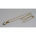 A 9ct gold and topaz pendant and chain, 4.5g, chain 39cm