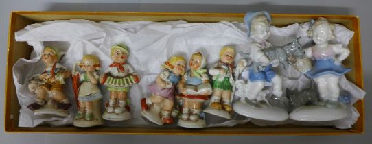 A collection of German porcelain figures (6+2)