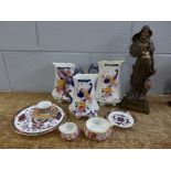 Three jugs, Rosenthal, Worcester and Copenhagen china and a resin figure **PLEASE NOTE THIS LOT IS