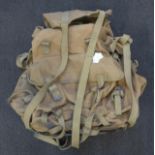 A WWII military Special Forces rucksack made by R. Burns Ltd., 1942