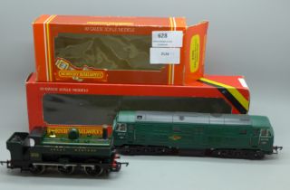 Two Hornby 00 gauge locomotives; BR class 29 Bo-Bo diesel electric and R.059 GWR class 2721
