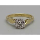 An 18ct gold and diamond solitaire ring, 0.25ct weight, 3.1g, L