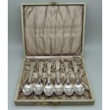 A set of six silver Georg Jensen coffee spoons, 88g