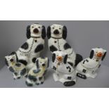 Three pairs of Staffordshire spaniels