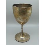 A Victorian silver goblet, The Burnside Challenge Cup, 1888, 4th Notts VB Derbyshire Regiment E.