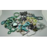 Gemstone jewellery including malachite, etc., also beads for re-stringing