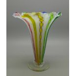 A Venetian colorful latticino glass vase, 14cm