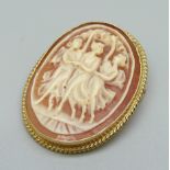 A 9ct gold cameo brooch, 28mm wide