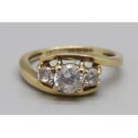 A 9ct gold ring set with cubic zirconia, 2.4g, M
