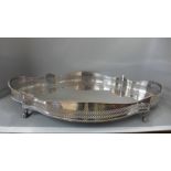 A large silver plate on copper gallery tray, 60cm