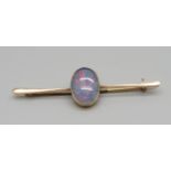 An early 20th Century 9ct gold and doublet opal brooch, 2.9g, stone approximately 10mm x 13mm