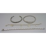 Two silver bracelets and two silver bangles, 46g