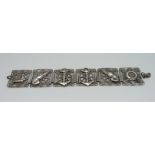 A nautical theme six panel bracelet with applied anchors, etc., one panel marked Jean Bart, 17.5cm