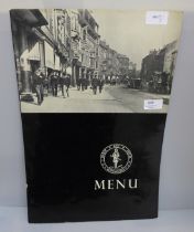 A menu from The Black Boy Hotel, Nottingham, the last menu produced, 46cm x 62cm open