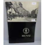 A menu from The Black Boy Hotel, Nottingham, the last menu produced, 46cm x 62cm open