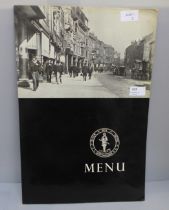 A menu from The Black Boy Hotel, Nottingham, the last menu produced, 46cm x 62cm open