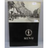 A menu from The Black Boy Hotel, Nottingham, the last menu produced, 46cm x 62cm open