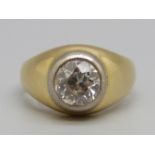A yellow metal and diamond ring, approximately 2.5ct diamond weight, 12.8g, R, (approximately 7mm