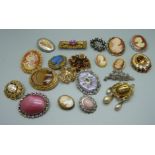 A collection of twenty brooches