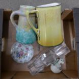 A Royal Krona Sweden glass vase, a Royal Doulton jug, a/f, etc. **PLEASE NOTE THIS LOT IS NOT