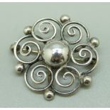 A Danish silver brooch, marked 925 and Denmark, 32mm