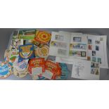 Vintage beer mats and two stamp booklets