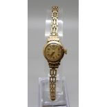 A lady's 9ct gold Avia wristwatch, weight without movement 8.6g