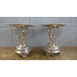 A pair of silver plated cake stands, Temple & Crook, 24.5cm