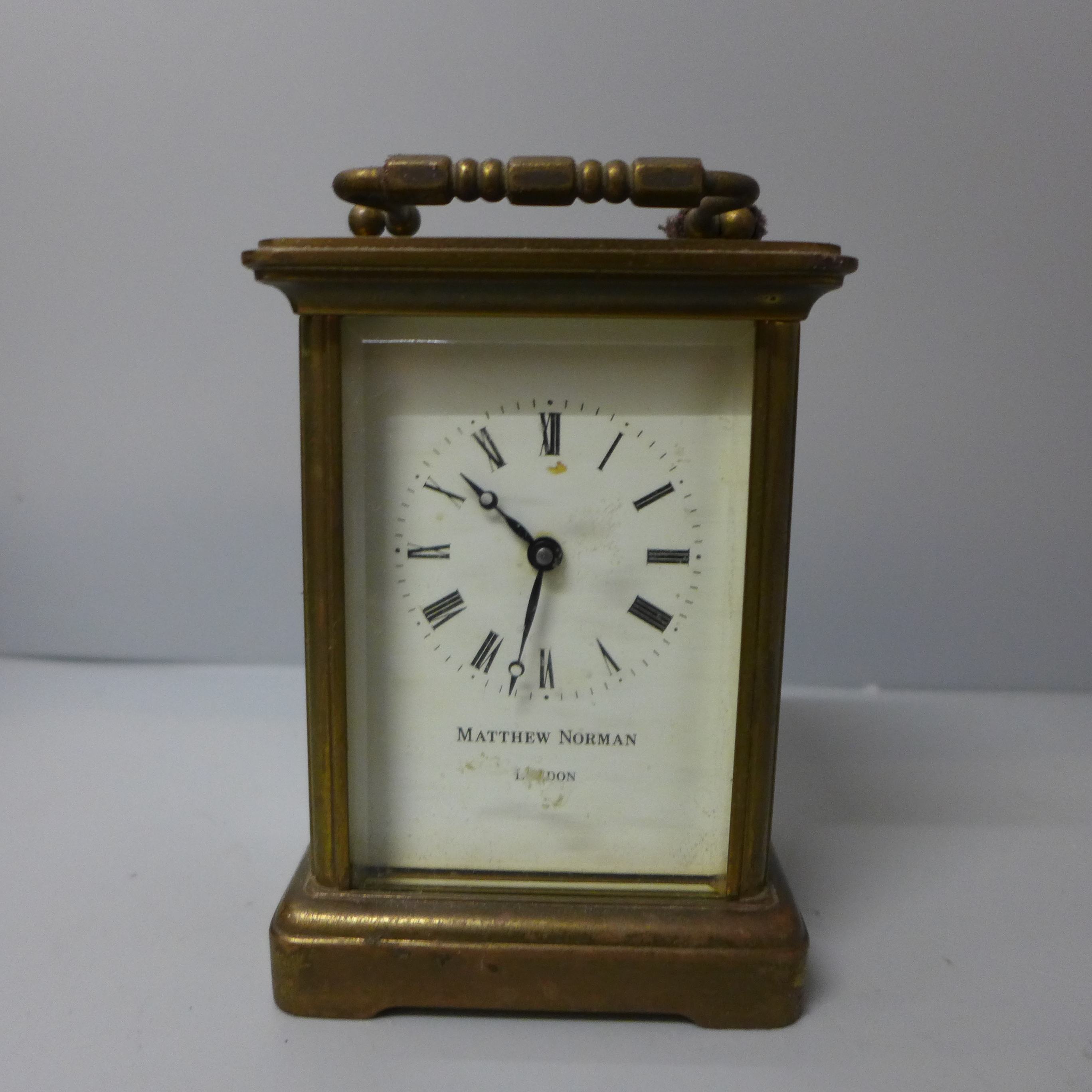 A Matthew Norman four glass sided brass timepiece, boxed - Image 2 of 4