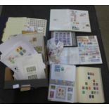 Stamps;- a box of stamps, covers, etc., loose and in albums