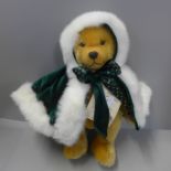 A jointed German mohair bear, Winter Wonderland limited edition made by Hermann Spielwaren