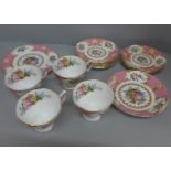 Four Royal Albert 'Lady Carlysle' tea cups, eight saucers, a tea plate and one larger saucer