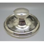 A large silver Capstan inkwell, Birmingham 1910, diameter of base 17.5cm