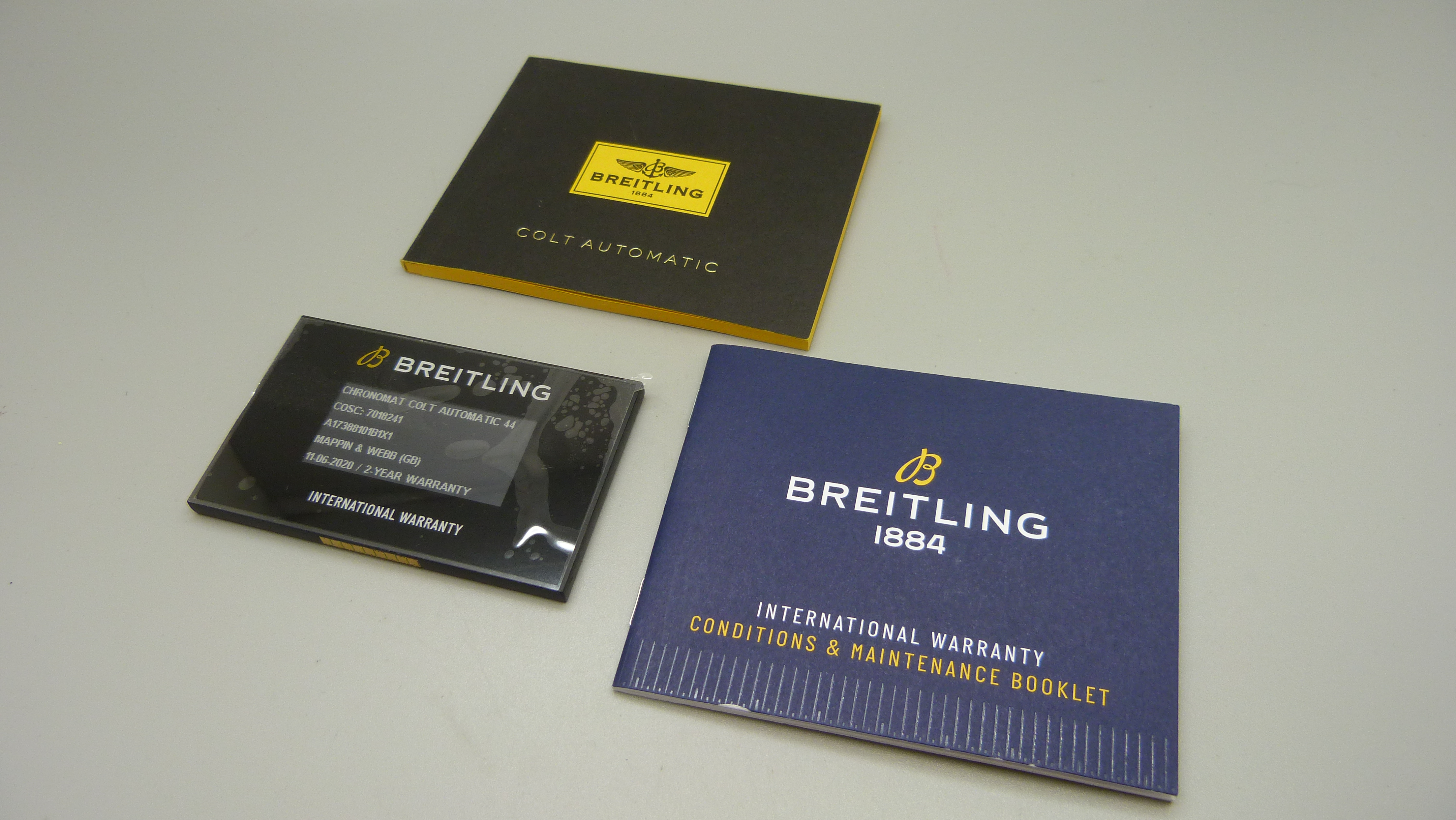 A Breitling Chronometer Colt wristwatch, boxed with papers, the case back numbered A17388 and - Image 7 of 10