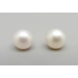 A pair of 14ct gold and pearl earrings