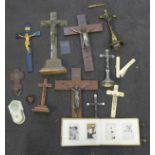 A box of assorted crucifix and other religious items