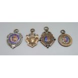 Four silver fob medals including three Peterborough District Football, 48g