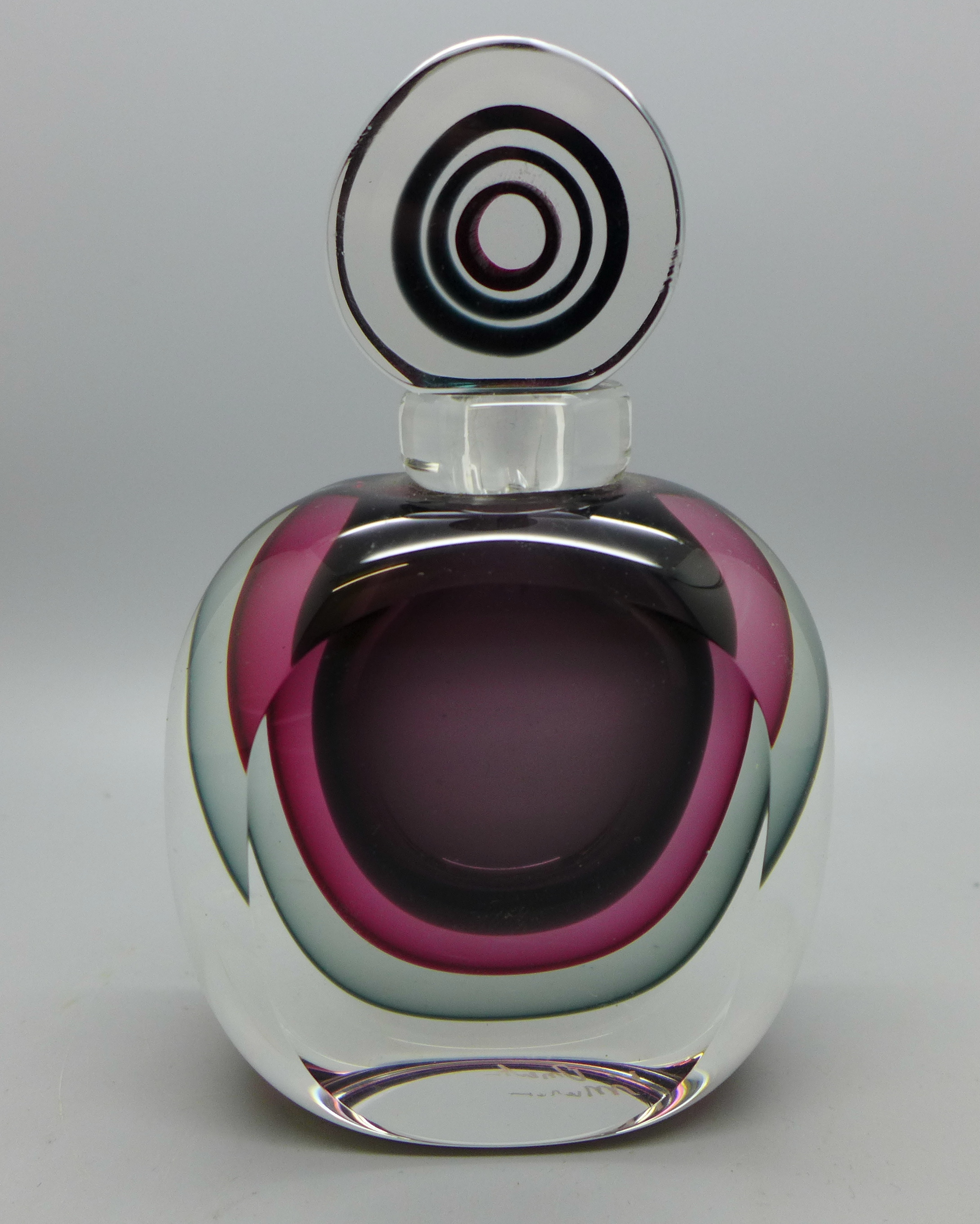 A Murano glass scent bottle, stopper a/f