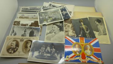 Postcards: Royalty postcards and a keep safe album containing cut out pictures of Royalty and