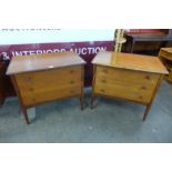 A pair of teak chests of drawers